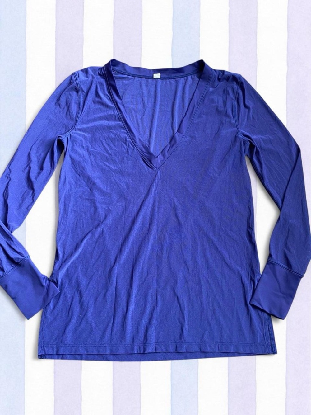Lululemon Women's Deep V sheer Long-Sleeve Top in royal purple size 2